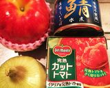 簡単☆10分サバ缶とリンゴのトマトカレー作り方1写真