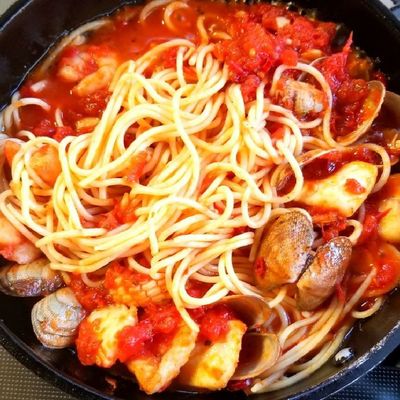 食品サンプル〔まいづる〕　箸上げ海鮮トマトパスタ 食品サンプル〔まいづる〕 箸上げ海鮮トマトパスタ 楽天市場