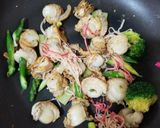ベビーホタテの炒め物作り方4写真