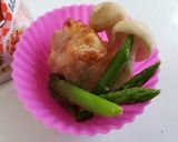 アスパラ、シメジ、鶏ももをレンジで1分！作り方2写真