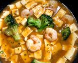 麻婆豆腐の素で海老ブロッコリーの麻婆豆腐作り方4写真