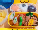 簡単唐揚げつくねきんぴら三色おにぎり弁当作り方9写真