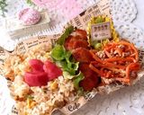 4月11日　チキンカツ　春弁当　詰め方作り方6写真