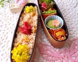 4月11日　チキンカツ　春弁当　詰め方作り方7写真