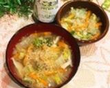 白菜の味噌汁にヘルシ～擦り胡麻とえごま油作り方11写真