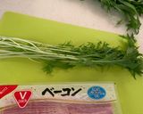 レンジで簡単☆水菜のベーコン巻き作り方1写真