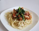 採れたての筍と春菊のトマトパスタ作り方14写真