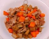 お弁当に、豚肉入りコロコロきんぴらごぼう作り方6写真
