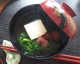 菜の花と豆腐とミニトマトのお吸い物作り方3写真