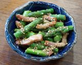 アスパラとチャーシューの胡麻和え作り方4写真