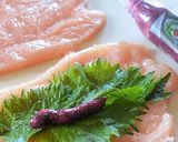 鶏ささみのしそ梅巻き♪作り方4写真