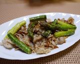 グリーンアスパラガスと豚肉ごま風炒め作り方5写真