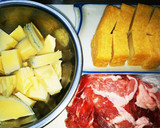 簡単♡筍と豚こま肉、厚揚げの麺つゆ煮作り方1写真