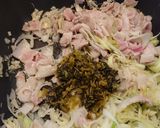 高菜と豚バラ肉、明太子のパスタ☆作り方4写真