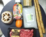 蓮根と牛肉入り☆キンピラゴボウすき焼き風作り方1写真