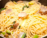 鮮やか⁂エビとアサリとそら豆の和風パスタ作り方9写真