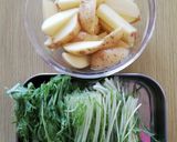レンジで簡単！水菜とじゃが芋のベーコン巻作り方1写真