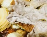 豚こまぎれ肉のスキヤキ風あまから煮込み鍋作り方4写真