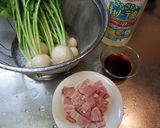 簡単・美味！かぶとベーコンのめんつゆ炒め作り方1写真