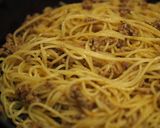 スキレットで豆とラグーソースのスパゲティ作り方4写真