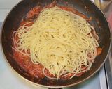 鯖缶とマッシュルームのトマトソースパスタ作り方9写真