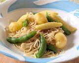 ベビーポテト スナップエンドウ入り塩焼きそば♪作り方6写真