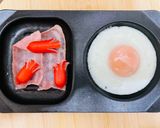 同時調理☆目玉焼きウインナーベーコン作り方4写真