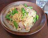 さやえんどうとベーコンのペペロンチーノ作り方13写真