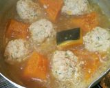 かぼちゃ☆ふわふわ鶏だんごの煮もの作り方5写真