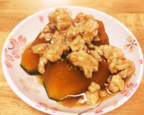 かぼちゃの煮付け（煮物） 挽き肉あんかけ作り方5写真