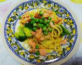 鮭とブロッコリーとグリンピースの春パスタ作り方6写真