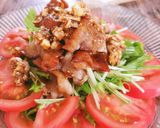 カリカリ豚バラと香味だれのおかずサラダ作り方4写真