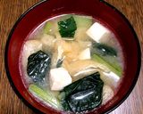 小松菜と油揚げと豆腐の味噌汁作り方5写真