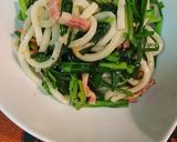 ニラとベーコンのトリフ塩焼きうどん作り方6写真