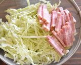 春キャベツとベーコンののり塩炒め作り方1写真