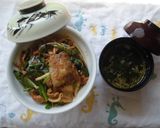 出前仕様の肉にら炒め丼♪作り方5写真