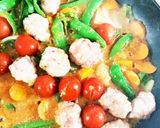豚こま団子ミニトマト甘辛味噌野菜炒め作り方12写真