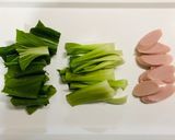 チンゲン菜魚肉ソーセージ卵マヨポンソテー作り方1写真