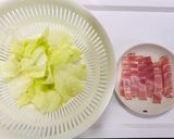 卵レタスベーコンきざみねぎ塩パラパラ炒飯作り方1写真