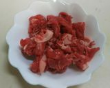 牛肉とスナップえんどうの煮物作り方1写真