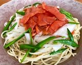 主人が旨いと♡スモークサーモン冷パスタ作り方3写真