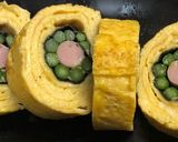 アスパラとソーセージの綺麗な卵焼き作り方6写真