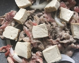 焼き豆腐と豚肉の焼肉タレ炒め作り方1写真