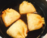 ほっとする♡青菜と卵&カニカマの巾着煮♪作り方9写真