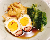 ほっとする♡青菜と卵&カニカマの巾着煮♪作り方12写真