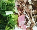 小松菜ベーコン舞茸の卵とじ♪作り方1写真
