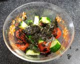 韓国のりが合う！ミニトマトと胡瓜のサラダ作り方4写真