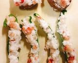 万願寺唐辛子と椎茸の海老しんじょう揚げ作り方3写真
