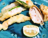 万願寺唐辛子と椎茸の海老しんじょう揚げ作り方6写真
