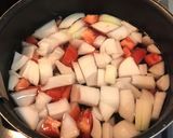 新たまねぎとトマトのコンソメスープ。作り方2写真
